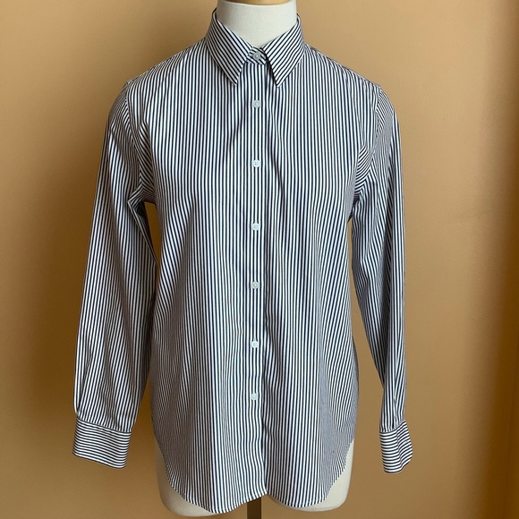 JONES NEW YORK Black/White Striped Button Down Shirt Size M - Picture 2 of 10